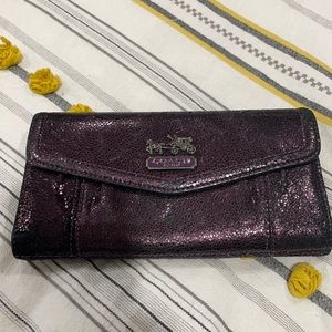 Coach purple metallic wallet madison collection